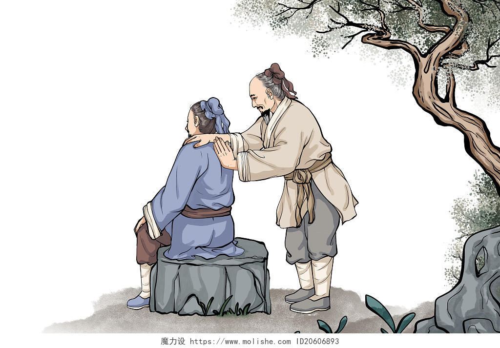 手绘中医推拿正骨传统中医插画素材养生保健 - 魔力设